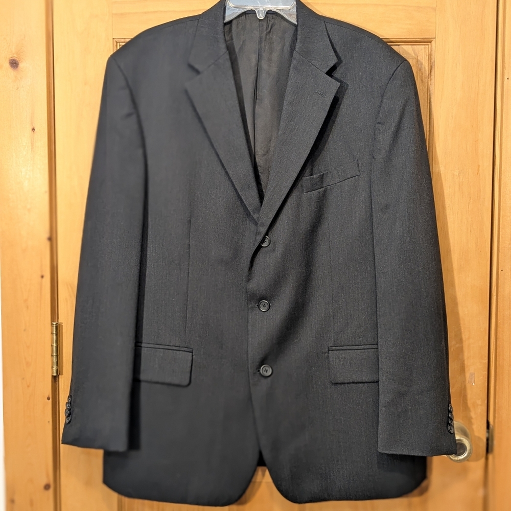 Nautica Blazer Jacket Sport Coat Wool 3 Button Corpcore Charcoal Gray Men's 45R